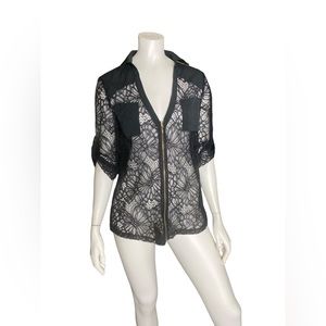BEBE short sleeve black lace top NWOT